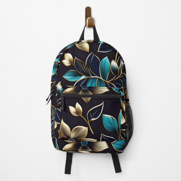 Item preview, Elegant Teal, Gold and Indigo Floral Motif with Delicate Fine Line Detailing designed and sold by Juliette Ozkalfayan.
