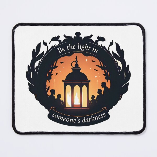 Item preview, Glowing Lantern Candle Silhouettes Be the Light in Someone’s Darkness Elegant Serif Font Deep Navy Warm Orange Soft White Gradient Colors Hope Kindness Heartfelt designed and sold by zoughlal.