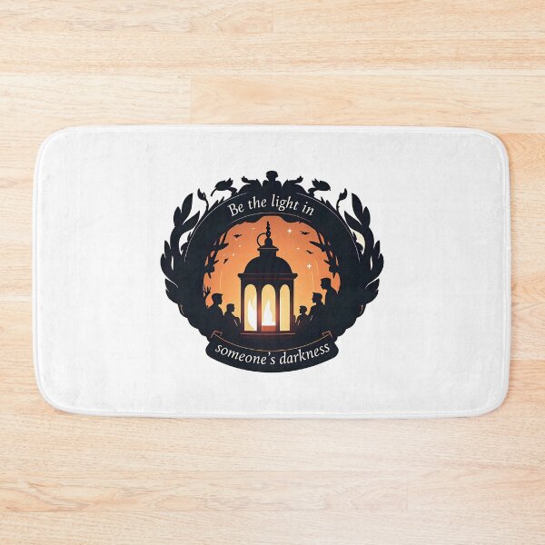 Item preview, Glowing Lantern Candle Silhouettes Be the Light in Someone’s Darkness Elegant Serif Font Deep Navy Warm Orange Soft White Gradient Colors Hope Kindness Heartfelt designed and sold by zoughlal.