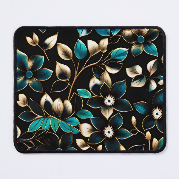 Item preview, Elegant Teal and Gold Botanical Pattern with Green Accents designed and sold by Juliette Ozkalfayan.