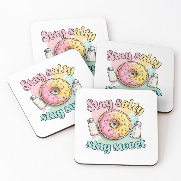 Item preview, Sprinkle-Covered Donut Saltshaker Stay Salty Stay Sweet Playful Bubbly Font Baby Pink Mint Green Lemon Yellow Fun Foodie-Friendly designed and sold by zoughlal.