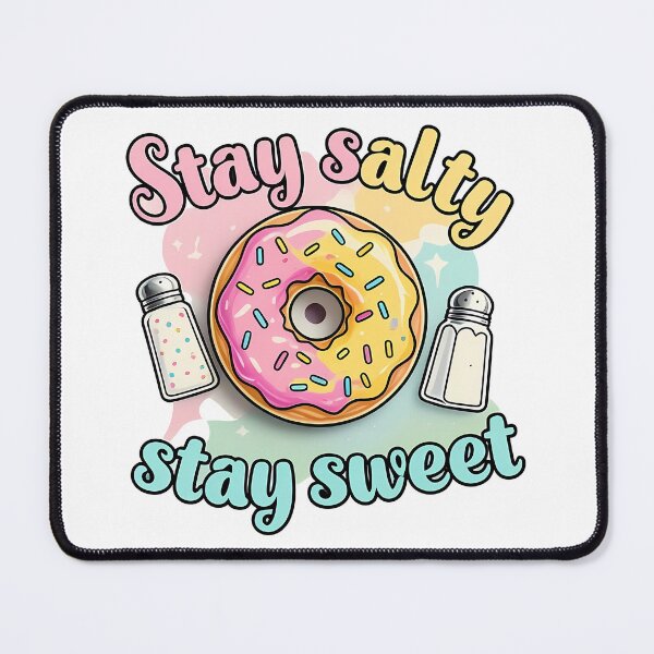 Item preview, Sprinkle-Covered Donut Saltshaker Stay Salty Stay Sweet Playful Bubbly Font Baby Pink Mint Green Lemon Yellow Fun Foodie-Friendly designed and sold by zoughlal.