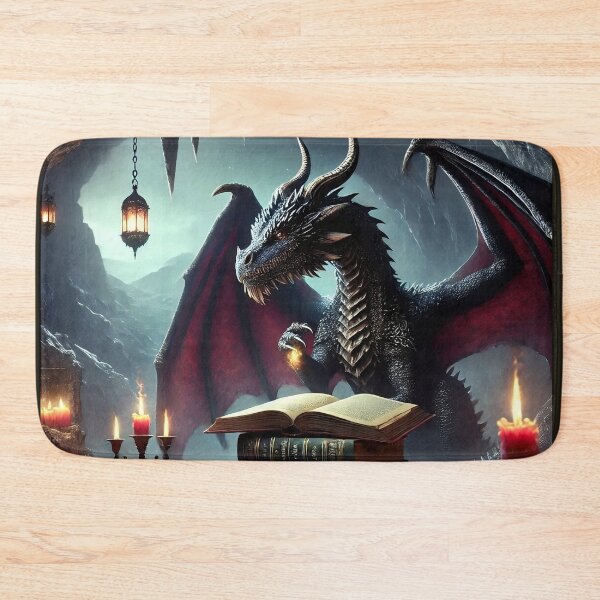 Item preview, Dark Dragon who loves reading magic books in his dungeon Cave Fantasy DND, D&D Bookish Nerd Fire Breathing designed and sold by TheTimeTaxi.
