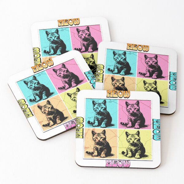 Item preview, Meow, Meow, Meow, Meow 2x2 Colorful Cat Design designed and sold by MoeTiff.