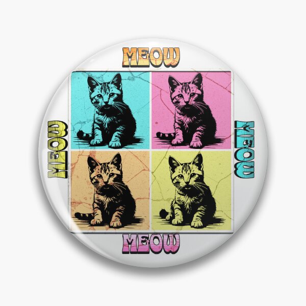 Item preview, Meow, Meow, Meow, Meow 2x2 Colorful Cat Design designed and sold by MoeTiff.