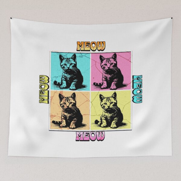 Item preview, Meow, Meow, Meow, Meow 2x2 Colorful Cat Design designed and sold by MoeTiff.