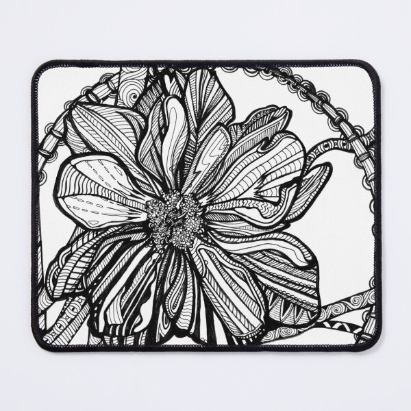 Item preview, Thimbleweed Flower – Abstract Ink Botanical Drawing designed and sold by DanielleJScott.com.