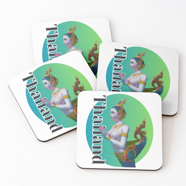 Item preview, Thailand Kinnari Greeting Green Background designed and sold by Linklandiya.