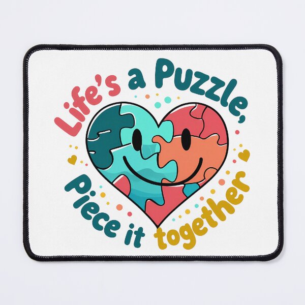 Item preview, Life's a Puzzle Piece It Together Puzzle Pieces Heart Smiley Face Design designed and sold by zoughlal.