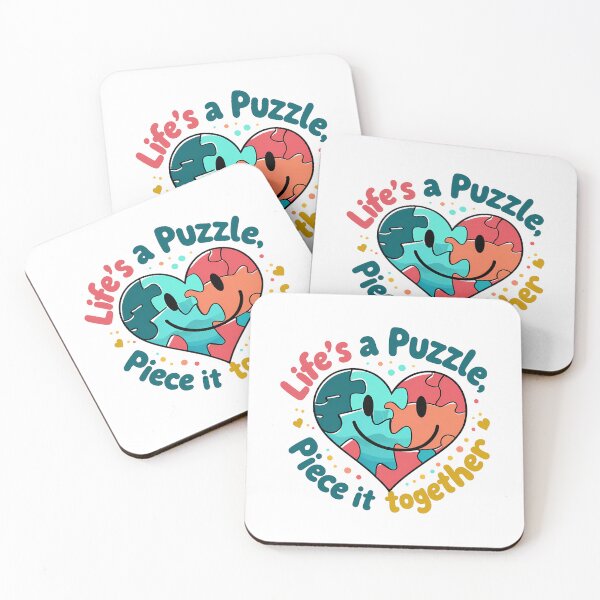Item preview, Life's a Puzzle Piece It Together Puzzle Pieces Heart Smiley Face Design designed and sold by zoughlal.