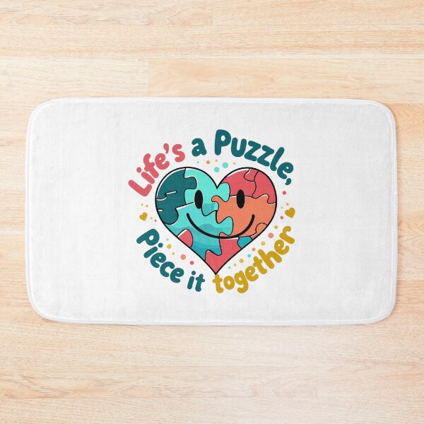 Item preview, Life's a Puzzle Piece It Together Puzzle Pieces Heart Smiley Face Design designed and sold by zoughlal.