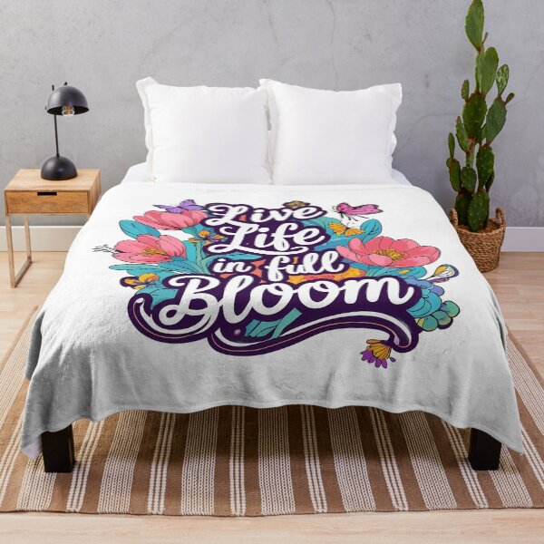 Item preview, Live Life in Full Bloom Blooming Flowers Butterflies Whimsical Floral Typography designed and sold by zoughlal.