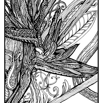 Artwork thumbnail, Wild Bird – Bird of Paradise Ink Flower Drawing by DanielleJScott.com