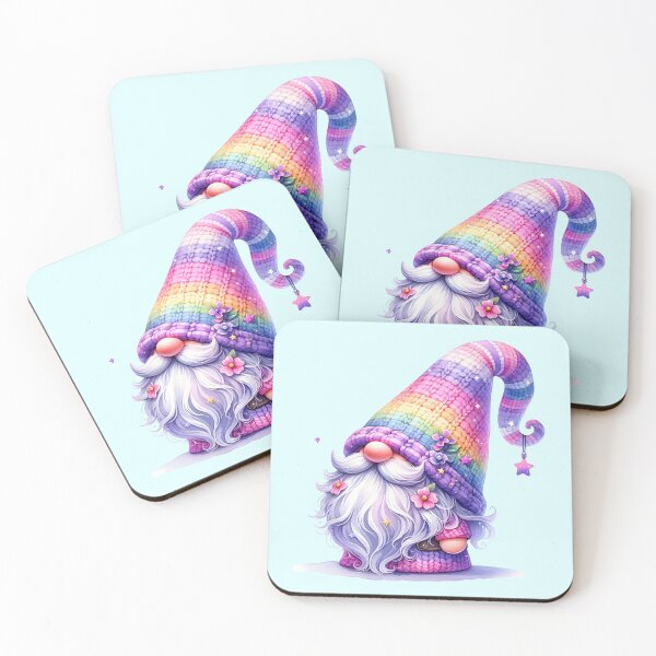 Item preview, Pastel Rainbow Gnome Looking Towards Sky with Flowers In Beard designed and sold by 2ndSketch.
