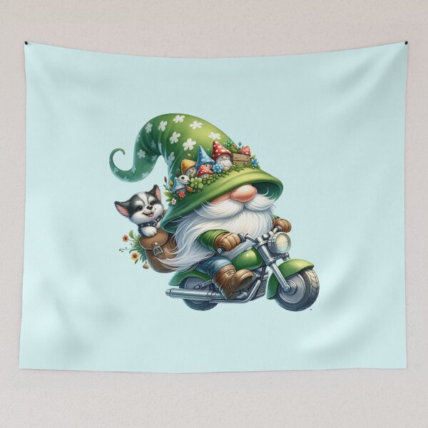 Item preview, Gnome Riding Motorcycle with His Puppy Dog designed and sold by 2ndSketch.