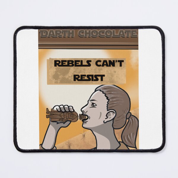 Vista previa del artículo con la obra «Los rebeldes del chocolate Darth no pueden resistirse», diseñado y vendido por Calimon.