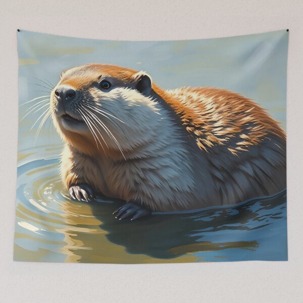 Item preview, Wild Beaver Portrait Oil Painting Style River Animal designed and sold by kakarikihill.