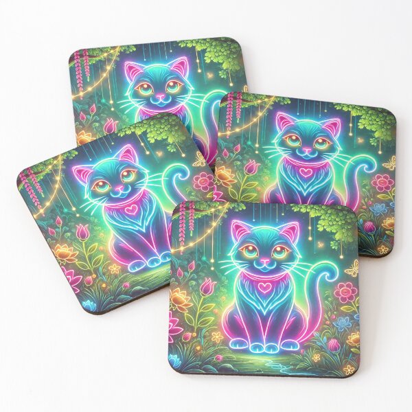 Item preview, Enchanted Cat – Mystery and Magic under the Neon Lights designed and sold by AmigosFurEver.