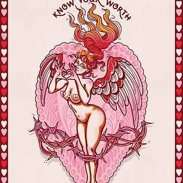 Artwork thumbnail, Know Your Worth Traditional Tattoo Flash by Ella Mobbs Creep Heart by Ella Mobbs