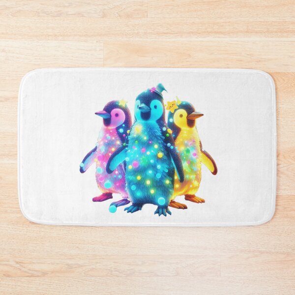 Item preview, Glowing Fantasy Penguins – Magical Neon Lights designed and sold by GloriousArtSKD.