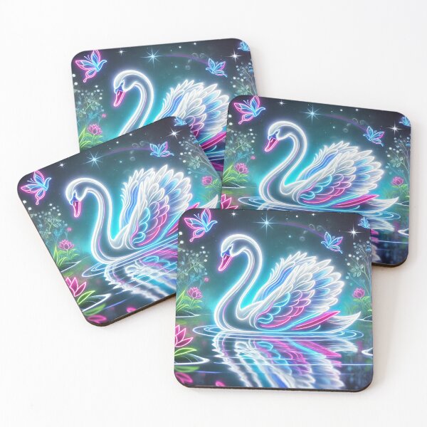 Item preview, Neon Swan – Serenity and Radiance in an Enchanted Pond designed and sold by AmigosFurEver.