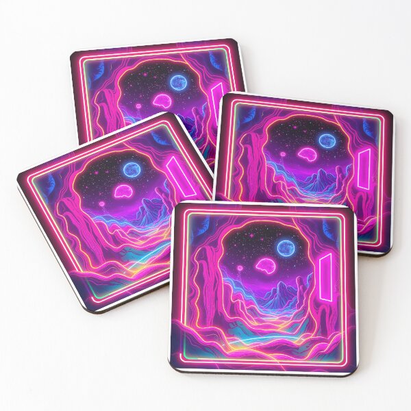 Item preview, Space Neon Art Worlds Digital Odyssey Cyberpunk Surreal designed and sold by ART ATTACK ZONE.
