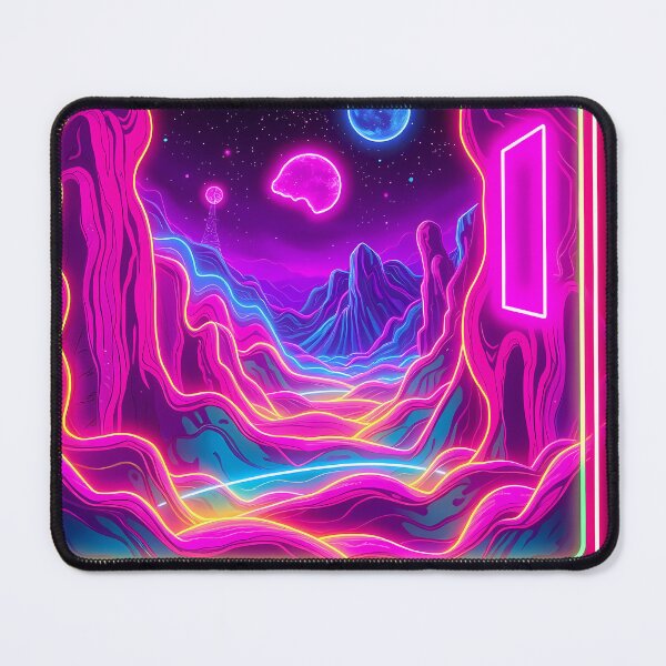 Item preview, Space Neon Art Worlds Digital Odyssey Cyberpunk Surreal designed and sold by ART ATTACK ZONE.