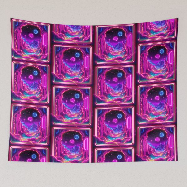 Item preview, Space Neon Art Worlds Digital Odyssey Cyberpunk Surreal designed and sold by ART ATTACK ZONE.