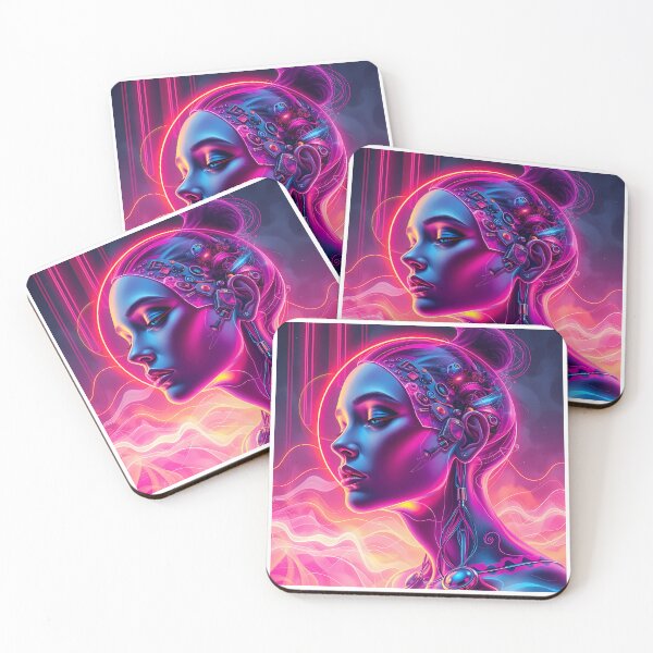 Item preview, Woman Neon Art Worlds Digital Odyssey Cyberpunk Surreal designed and sold by ART ATTACK ZONE.