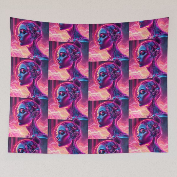 Item preview, Woman Neon Art Worlds Digital Odyssey Cyberpunk Surreal designed and sold by ART ATTACK ZONE.
