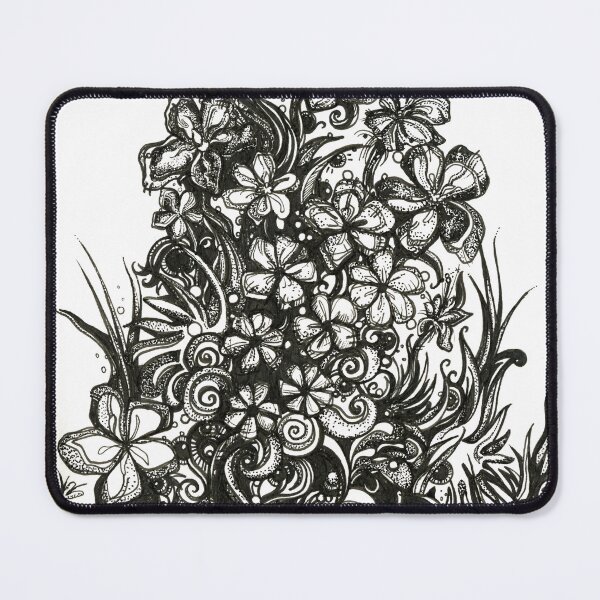 Item preview, Vertical Garden – Ink Drawing of Stacked Flowers & Leaves designed and sold by DanielleJScott.com.