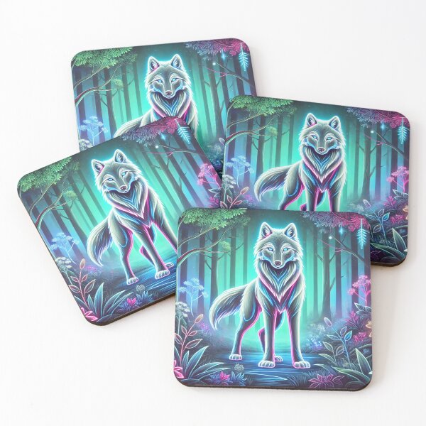 Item preview, Neon Wolf – Spiritual Guardian Under the Stars designed and sold by AmigoVerse.