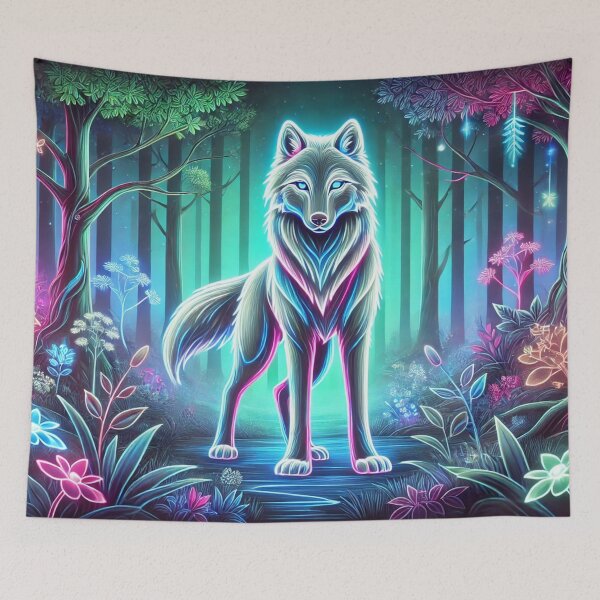 Item preview, Neon Wolf – Spiritual Guardian Under the Stars designed and sold by AmigosFurEver.