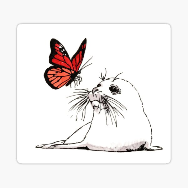 Item preview, Seal and Butterfly designed and sold by Scribbles & Doodles by Jinx.