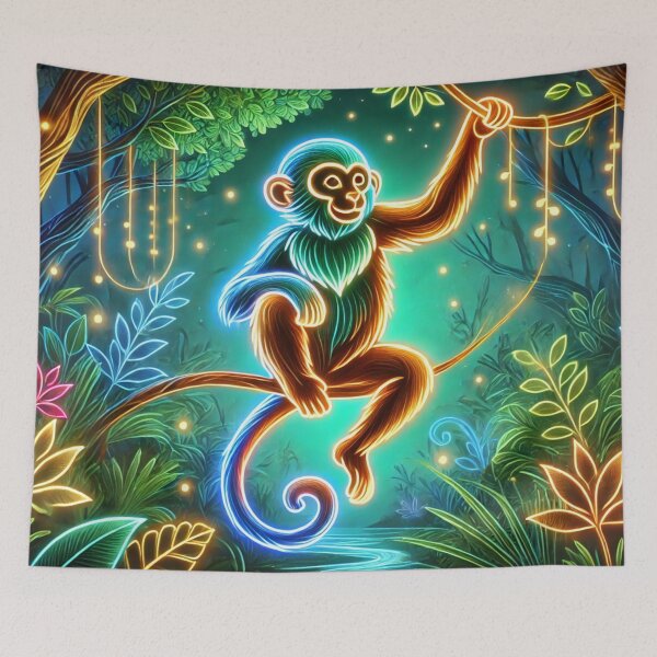 Item preview, Neon Monkey – Light Acrobat in the Heart of the Jungle designed and sold by AmigosFurEver.