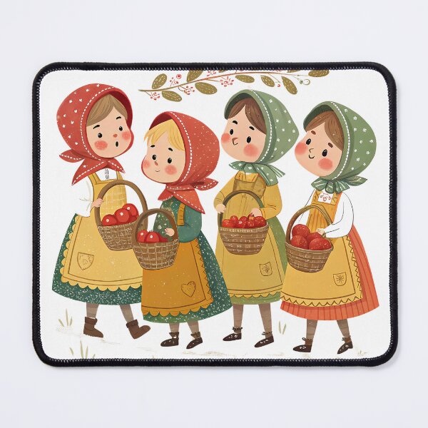 Item preview, A0743 Little Apple Pickers – Seamless Autumn Orchard Pattern for POD designed and sold by angieart68.