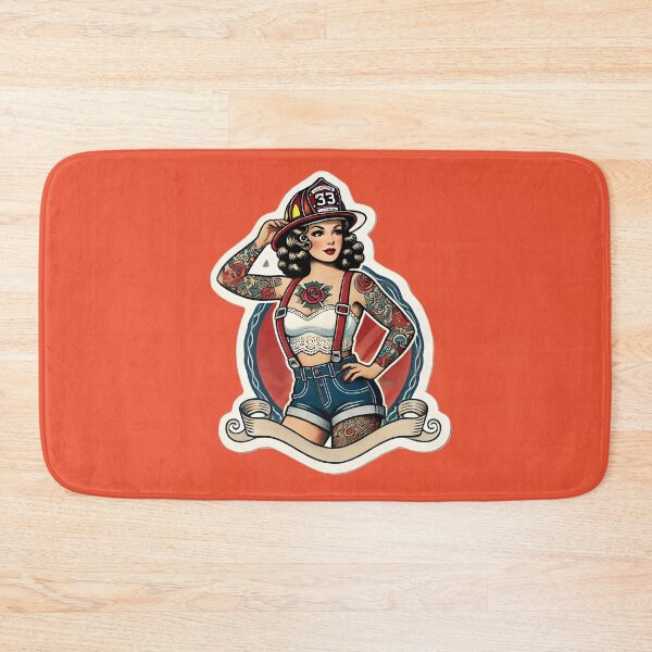 Item preview, Pinup Tattooed Firefighter designed and sold by PinUpPizzazz.