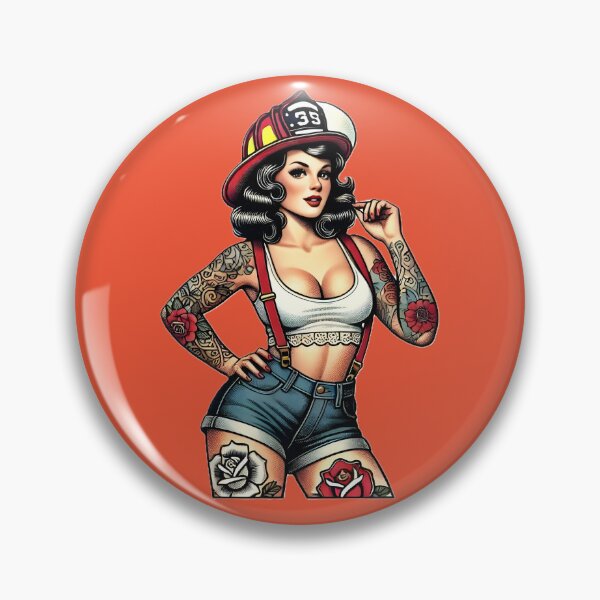 Item preview, Pinup Tattooed Firefighter designed and sold by PinUpPizzazz.