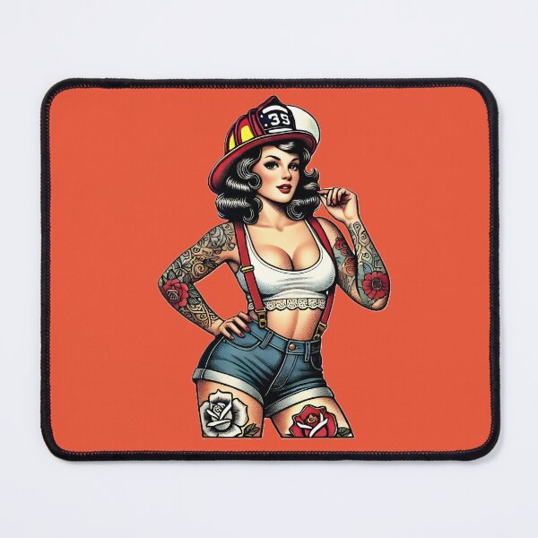 Item preview, Pinup Tattooed Firefighter designed and sold by PinUpPizzazz.