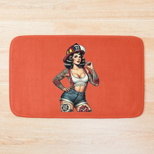 Item preview, Pinup Tattooed Firefighter designed and sold by PinUpPizzazz.