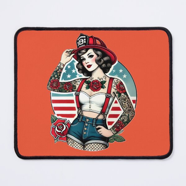 Item preview, Pinup Tattooed Firefighter designed and sold by PinUpPizzazz.