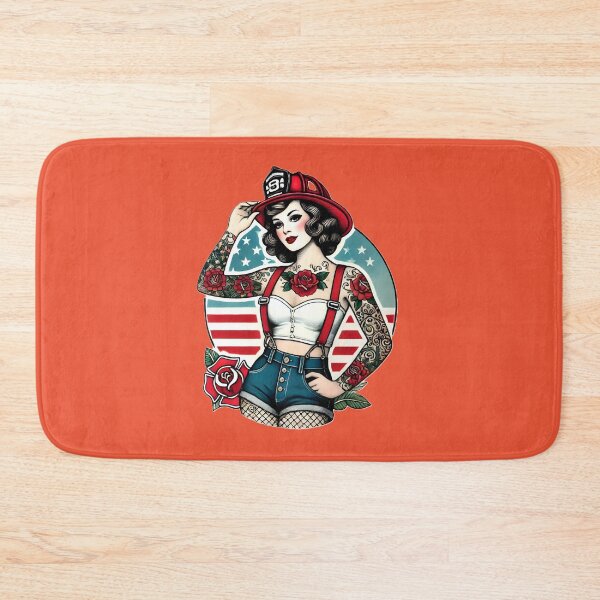 Item preview, Pinup Tattooed Firefighter designed and sold by PinUpPizzazz.