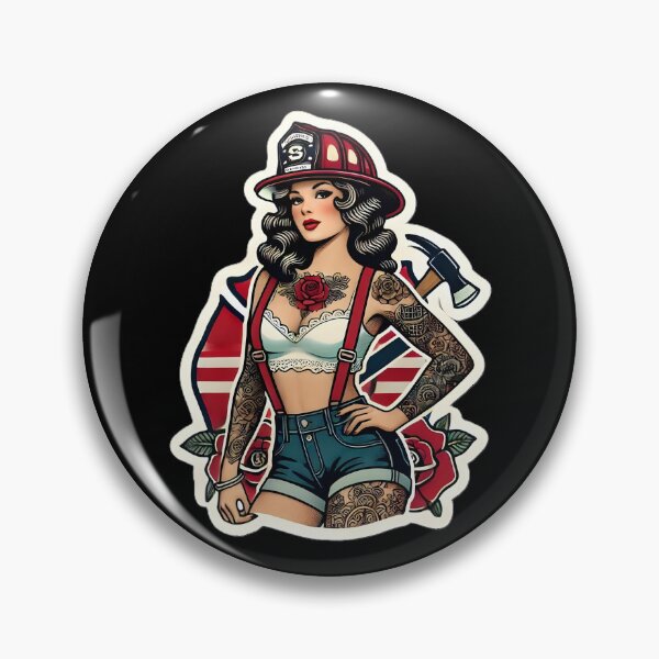 Item preview, Pinup Tattooed Firefighter designed and sold by PinUpPizzazz.