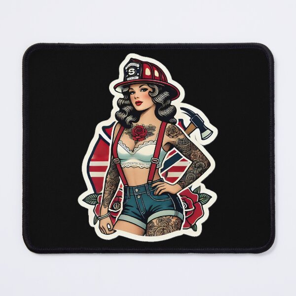 Item preview, Pinup Tattooed Firefighter designed and sold by PinUpPizzazz.