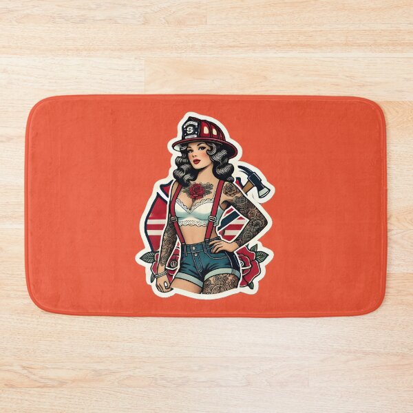 Item preview, Pinup Tattooed Firefighter designed and sold by PinUpPizzazz.