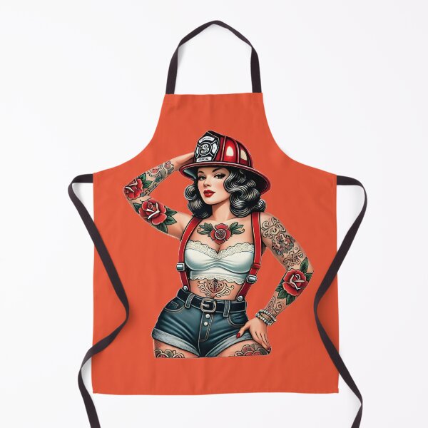 Item preview, Pinup Tattooed Firefighter designed and sold by PinUpPizzazz.