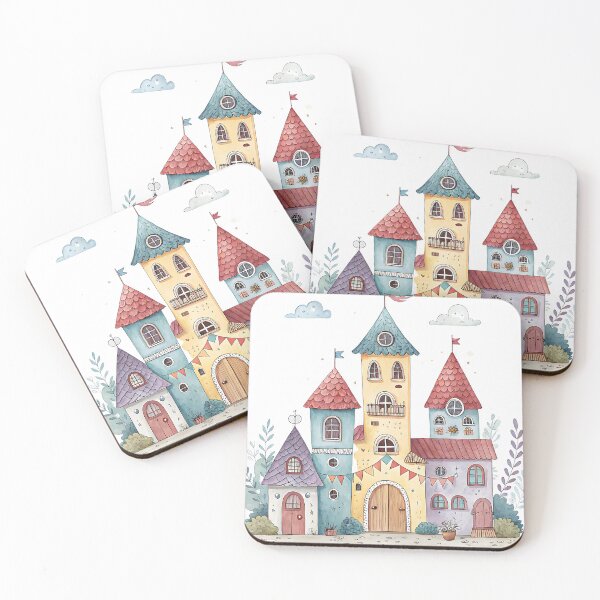 Item preview, A0746 Pastel Cozy Neighborhood – Warm & Charming Street View Digital Illustration for Home Decor & POD Products designed and sold by angieart68.
