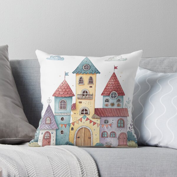 Item preview, A0746 Pastel Cozy Neighborhood – Warm & Charming Street View Digital Illustration for Home Decor & POD Products designed and sold by angieart68.