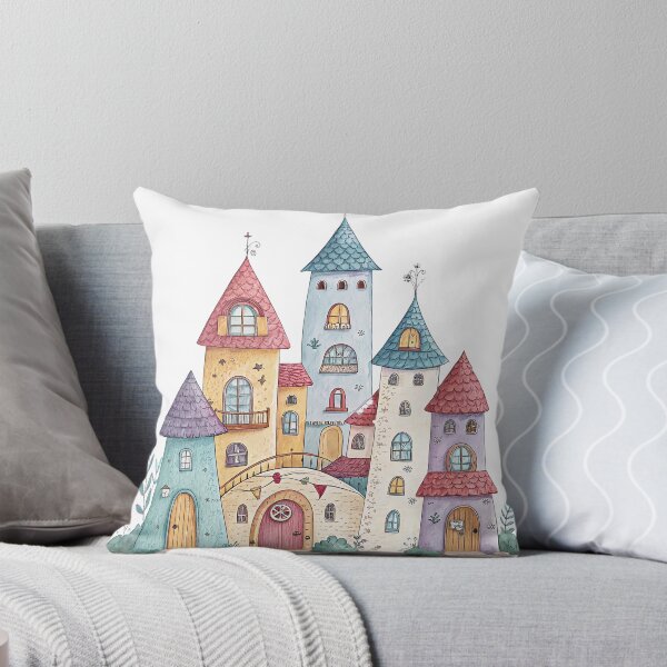 Item preview, A0746 Pastel Cozy Neighborhood – Warm & Charming Street View Digital Illustration for Home Decor & POD Products designed and sold by angieart68.