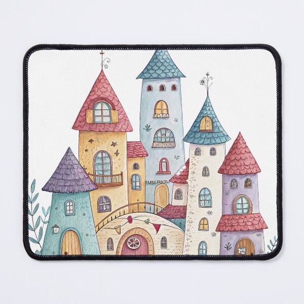 Item preview, A0746 Pastel Cozy Neighborhood – Warm & Charming Street View Digital Illustration for Home Decor & POD Products designed and sold by angieart68.